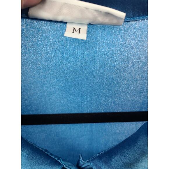 Bryn Walker Blue Silk Oversized Shirt Long Sleeve Button Up Tunic Top Size M - Picture 3 of 7